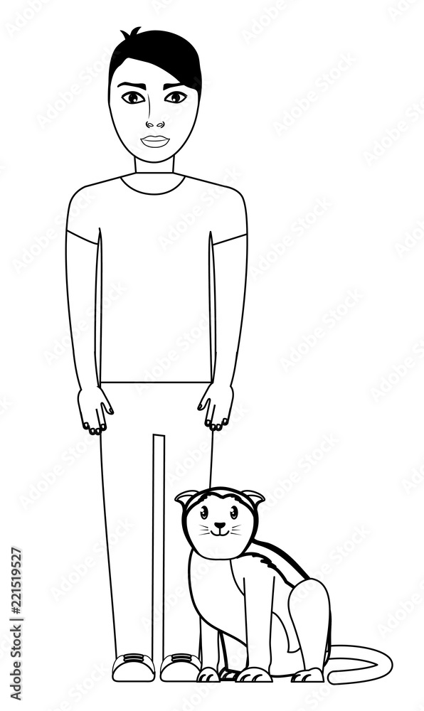 Obraz premium cute cat and man design