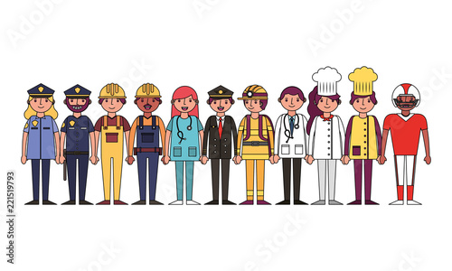 group of workers characters