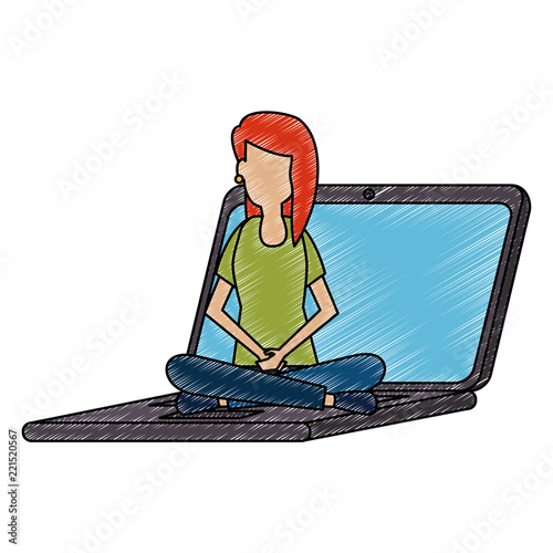 young woman working with laptop