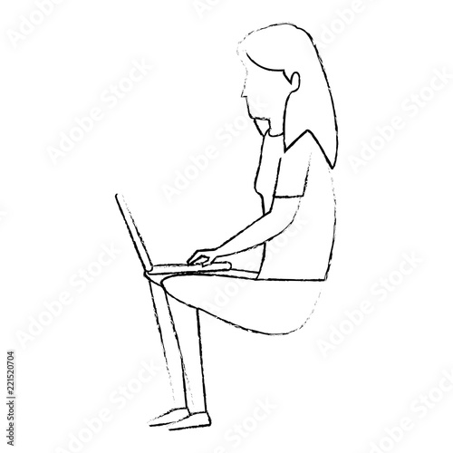 young woman working with laptop