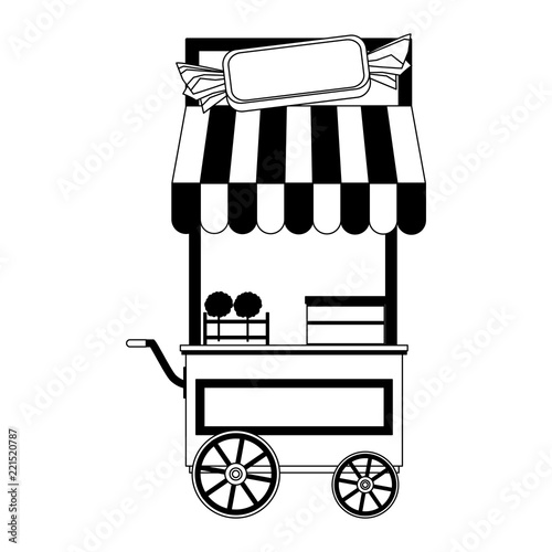 Sugar cotton cart in black and white