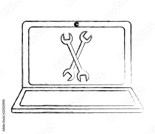 laptop with wrench tools support repair