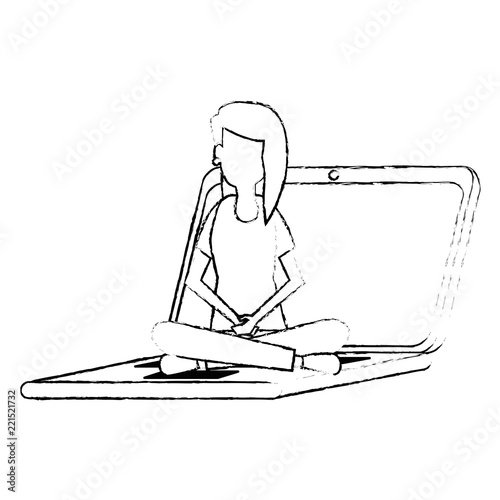 young woman working with laptop