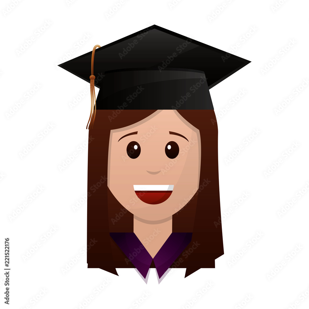 graduate woman face with graduation hat graduate woman face with graduation hat