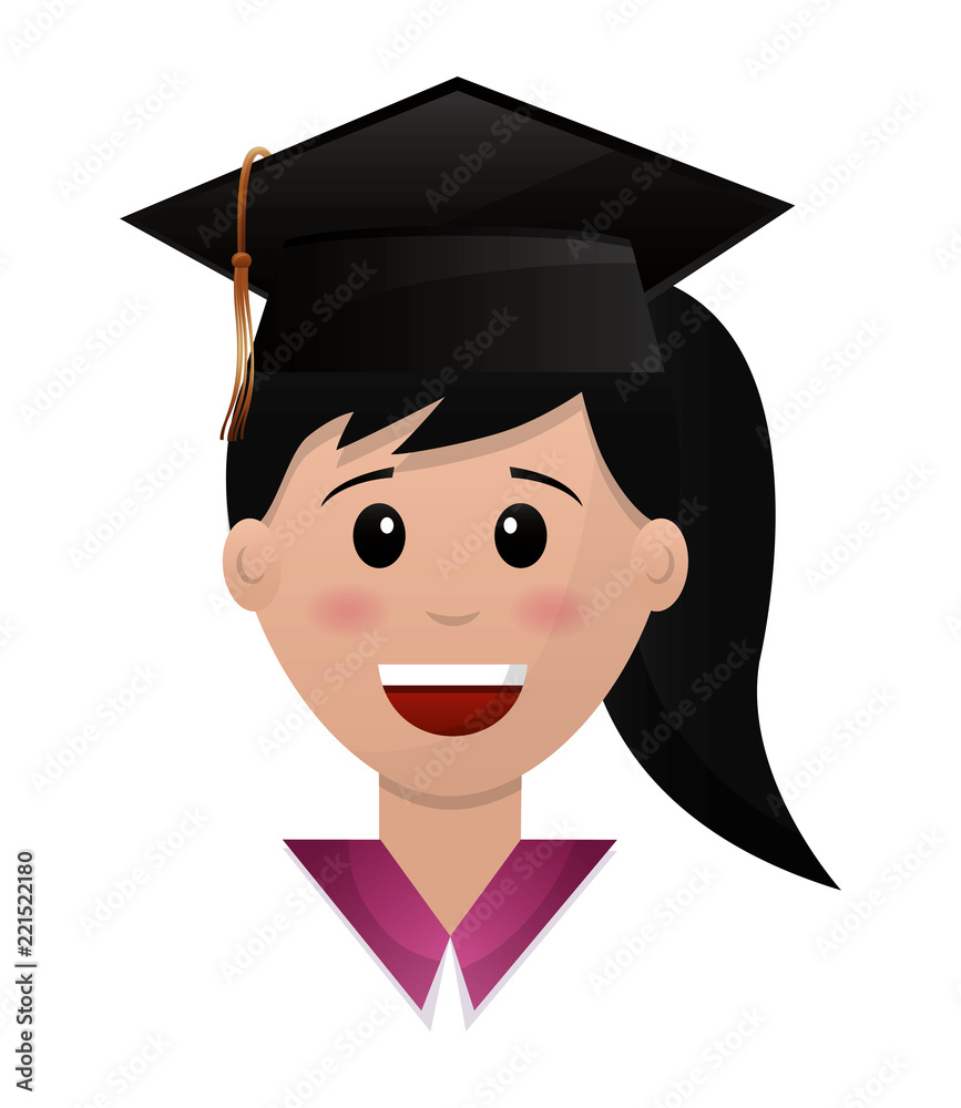 graduate woman face with graduation hat graduate woman face with graduation hat