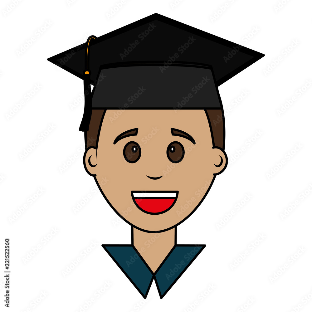 graduate man face with graduation hat graduate man face with graduation hat
