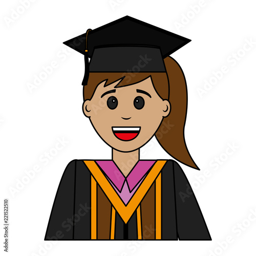 smiling graduate woman portrait character