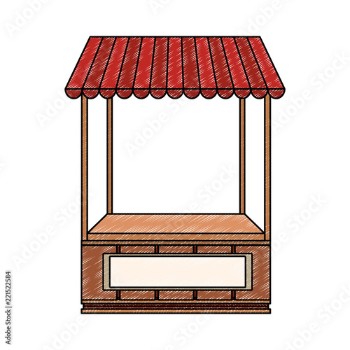 Wooden booth stand scribble