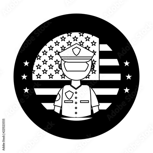 officer police with usa emblem