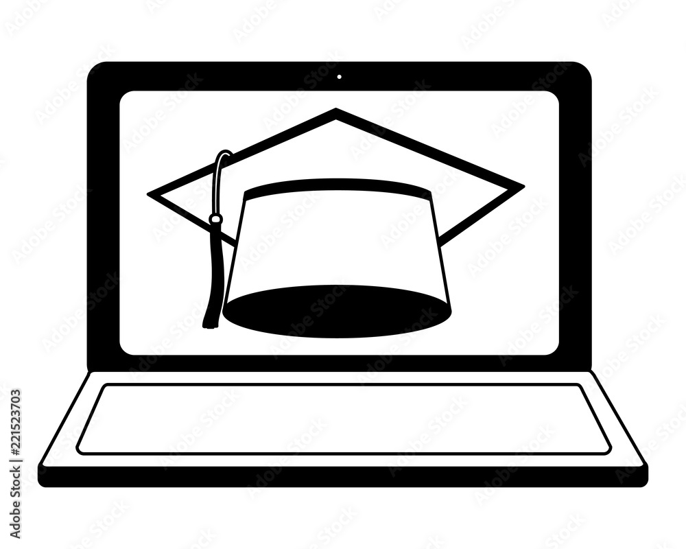elearning laptop with hat graduation elearning laptop with hat graduation