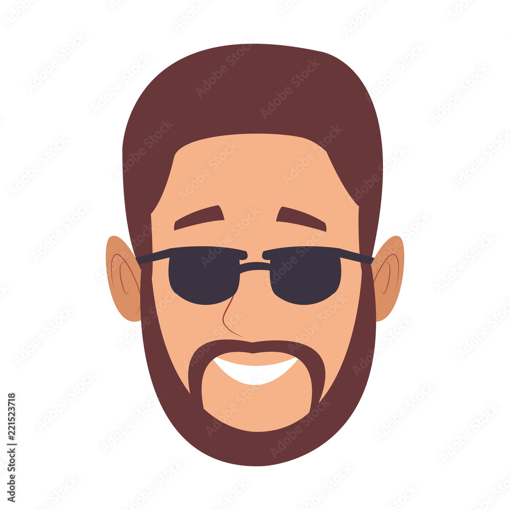 Young man face with sunglasses Young man face with sunglasses