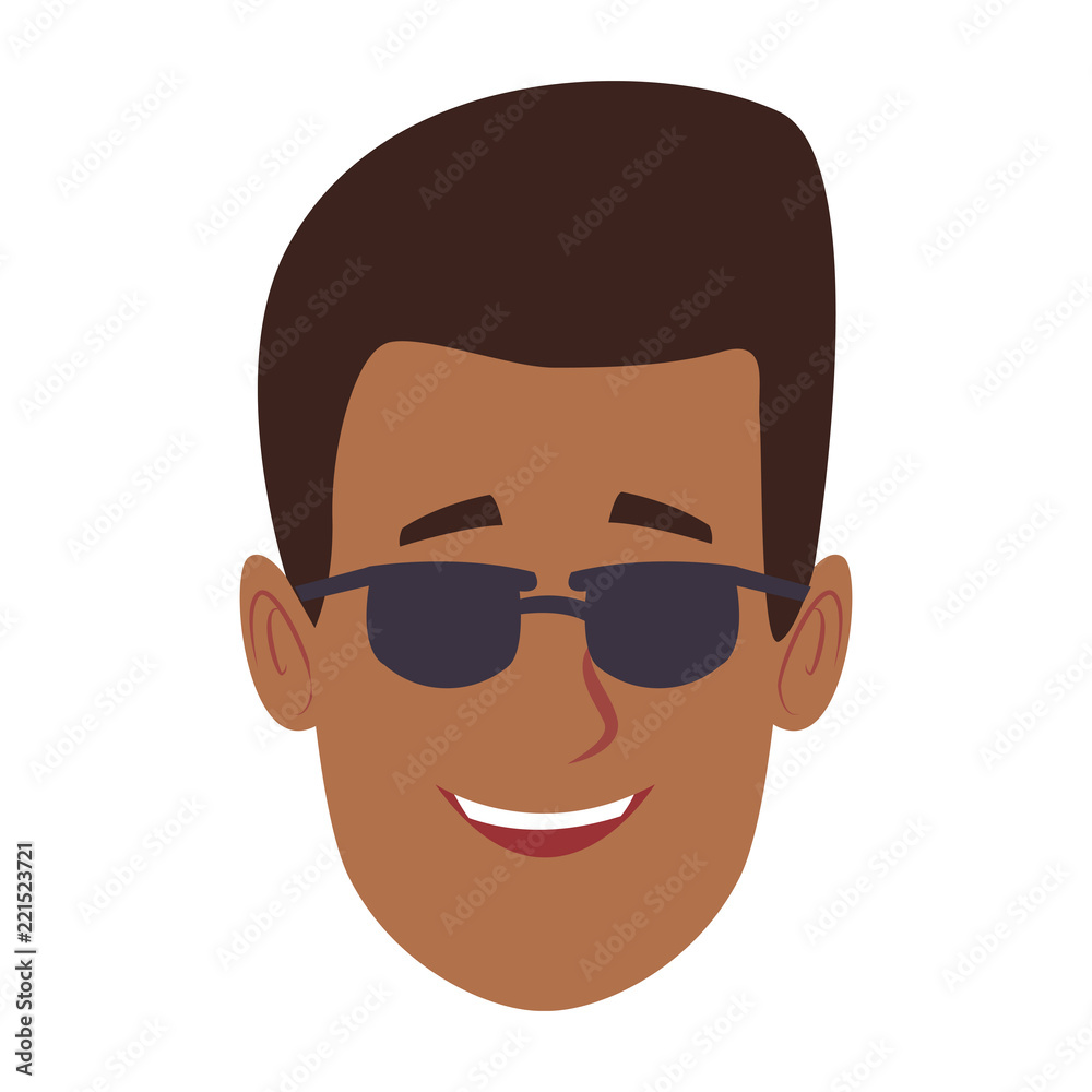 Young man face with sunglasses