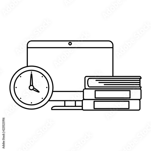 electronic books with computer and watch