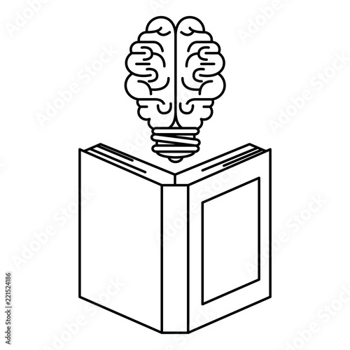 text book with bulb brain