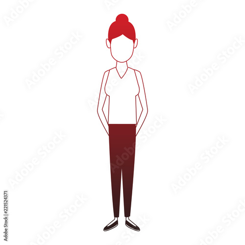 Woman faceless cartoon red lines photo