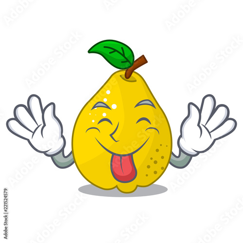 Tongue out sweet quince isolated on mascot cartoon