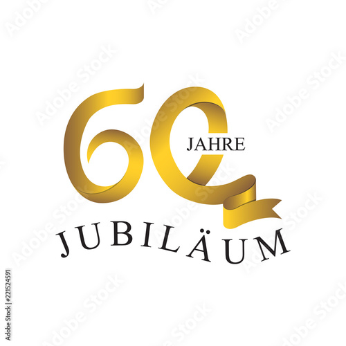 60 JUBILÄUM JAHRE ribbon number gold