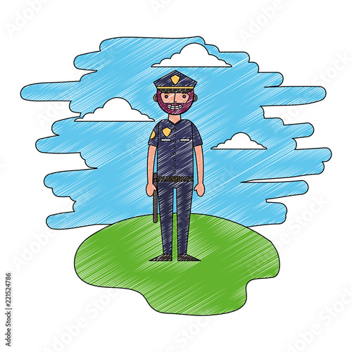 officer police character in landscape