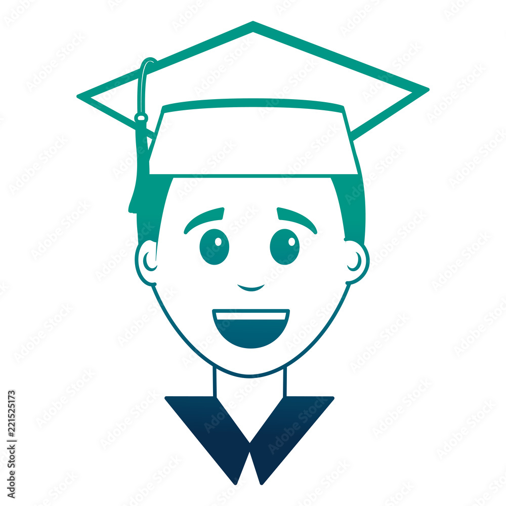 graduate man face with graduation hat graduate man face with graduation hat