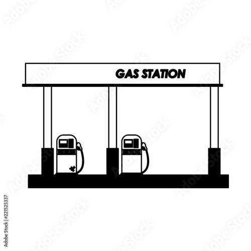 Gas fuel station in black and white