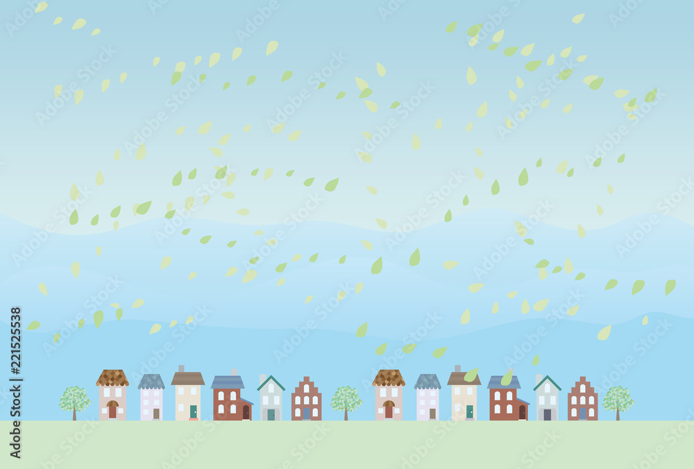 Fototapeta premium Illustration of fresh green cityscape