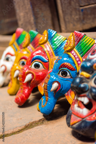 Traditional masks in Bhatktapur city, Nepal.