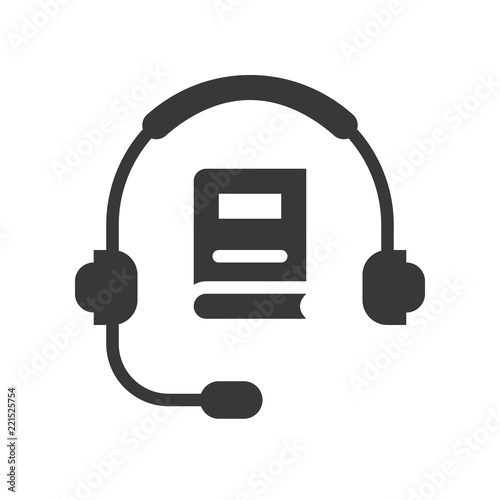 headphone and book , technology and e-learning icon