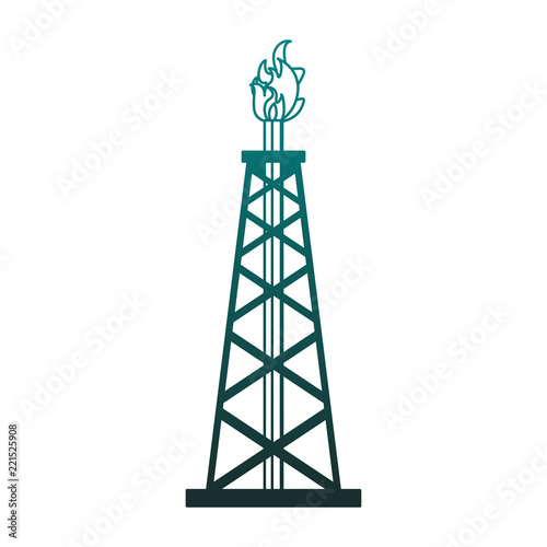 Oil pump machine in blue lines