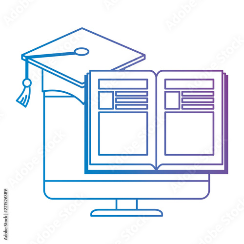 electronic book with computer and hat graduation