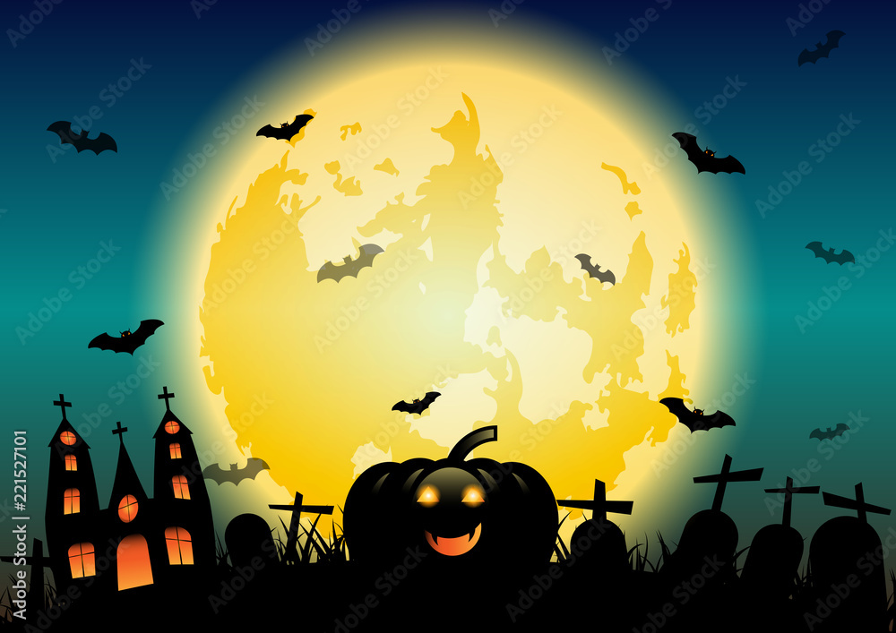 Halloween night concept banner background