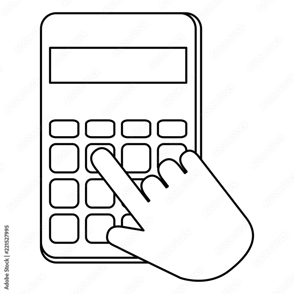 hands with calculator math isolated icon hands with calculator math isolated icon