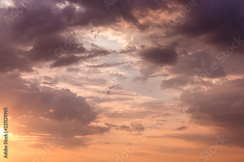 Fototapeta Naklejka Na Ścianę i Meble -  The sky during the sunset in hot orange-purple tones_