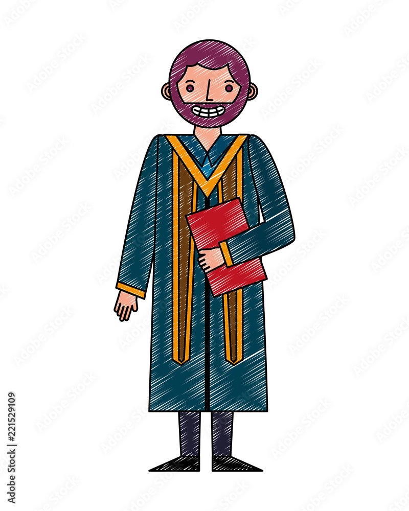 young man graduated with diploma avatar character