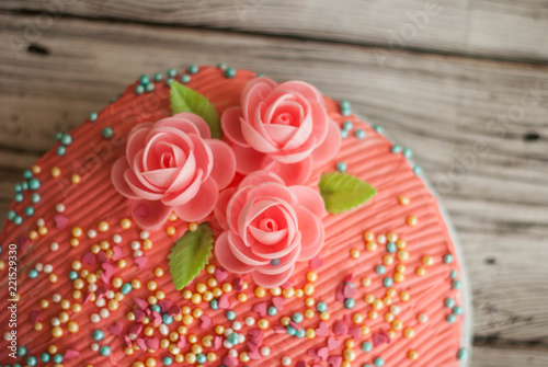 Fototapeta Naklejka Na Ścianę i Meble -  pink birthday cake