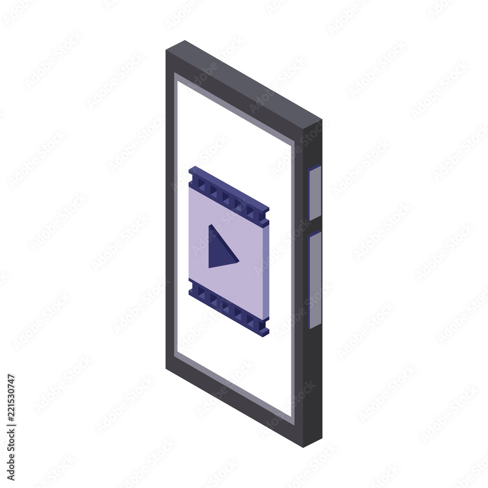 Video on smartphone isomatric symbol Video on smartphone isomatric symbol