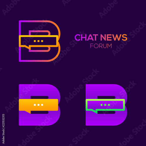 Letter B with Chat News and Forum logo, Social media, Speech bubble, Talk and Message, Technology and digital Social communication logotype
