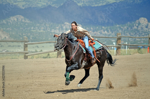 Woman Gallops on Horse