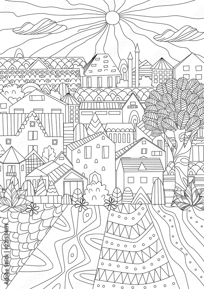 cute cityscape for your coloring book