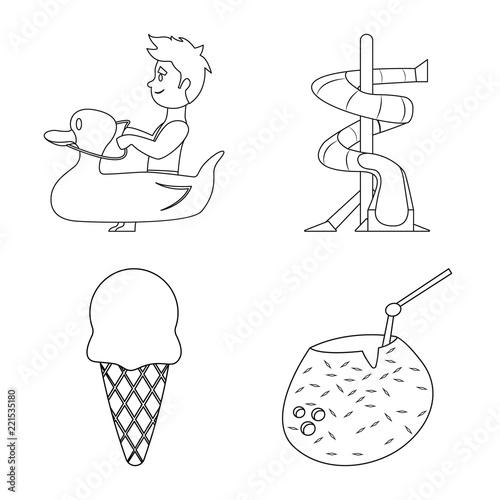 Isolated object of pool and swimming icon. Set of pool and activity stock vector illustration.
