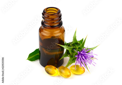 Φωτογραφία Milk Thistle (Silybum Marianum) Essential Oil Pharmaceutical Capsules or Pills