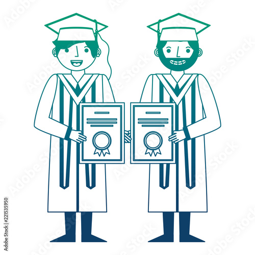 couple of graduates with diploma avatar character