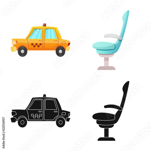 Isolated object of airport and airplane icon. Set of airport and plane vector icon for stock.