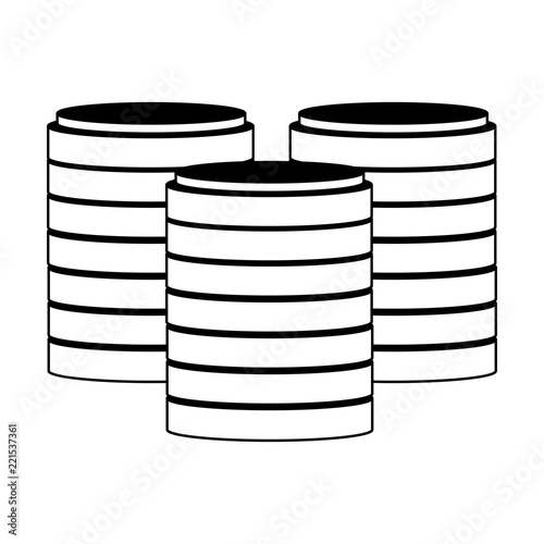 Database disks isolated in black and white