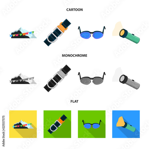 Isolated object of alpinism and peak logo. Collection of alpinism and camp stock vector illustration.