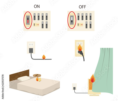電気火災の原因のイラスト