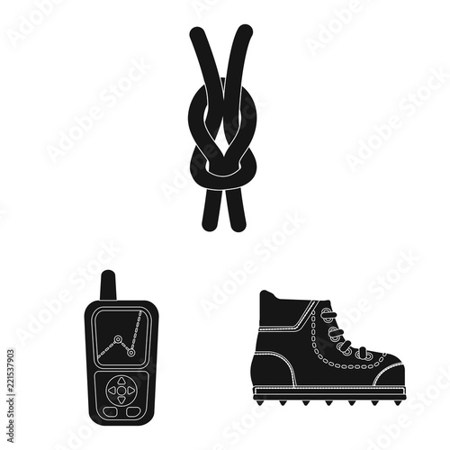 Vector design of alpinism and peak logo. Set of alpinism and camp stock symbol for web.