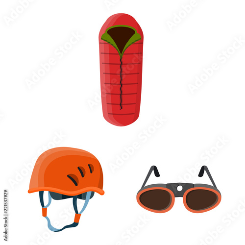 Vector illustration of alpinism and peak symbol. Collection of alpinism and camp stock vector illustration.
