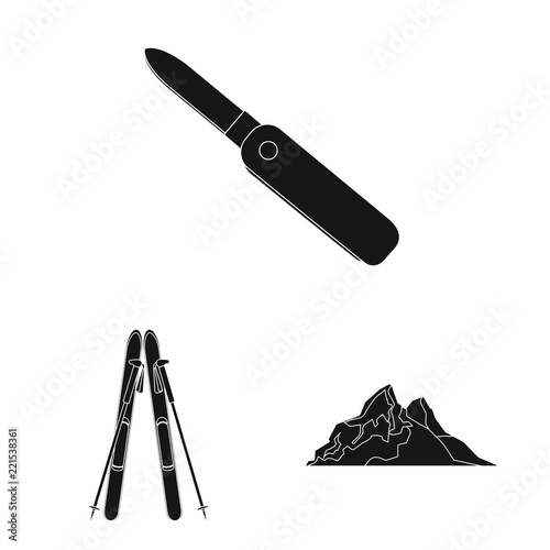 Isolated object of alpinism and peak logo. Collection of alpinism and camp stock symbol for web.