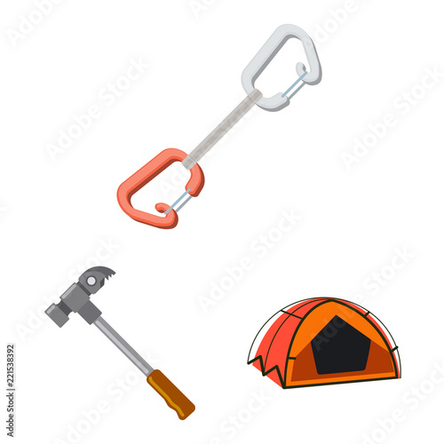 Vector design of alpinism and peak icon. Set of alpinism and camp stock symbol for web.