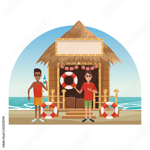 Peoplea at beach kiosk